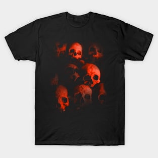 Wall of Evil Hellish Skulls T-Shirt